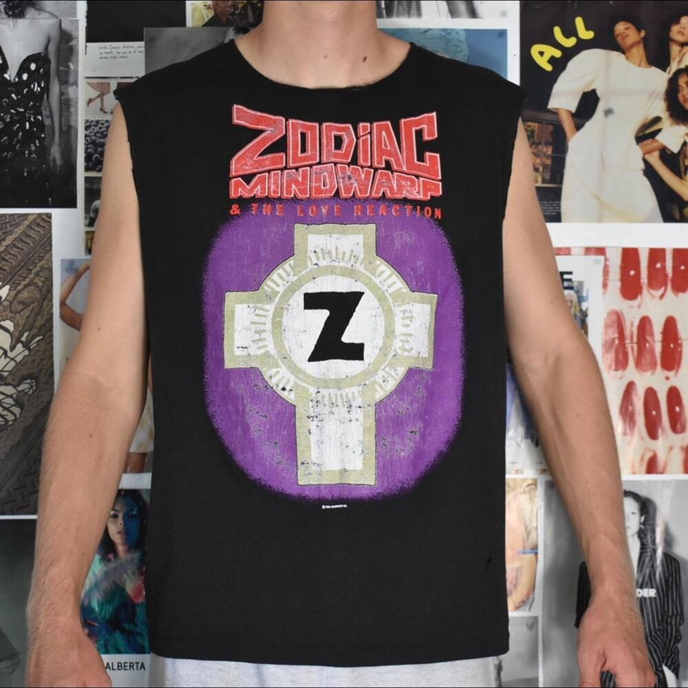 Vintage 1988 Zodiac Mindwarp and The Love Reaction tank top.